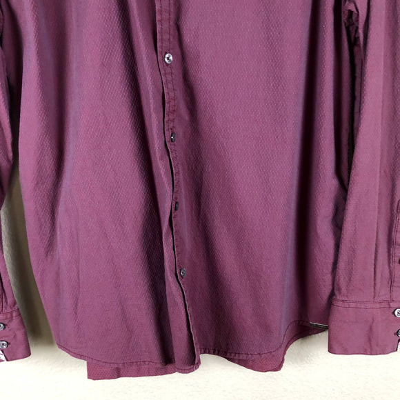 JB Holt Shirt Maroon Textured Athletic Fit Collared Button Down Size X Large - Picture 4 of 12